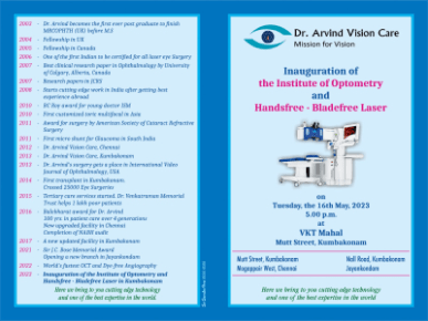 Inauguration Of Institute Of Optometry